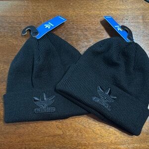 NWT Adidas Black Beanie with Black Logo - Set of 2